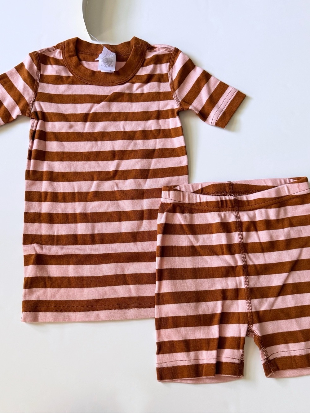 Hanna Andersson Striped Short-Sleeve Pajama Set - Pink & Brown